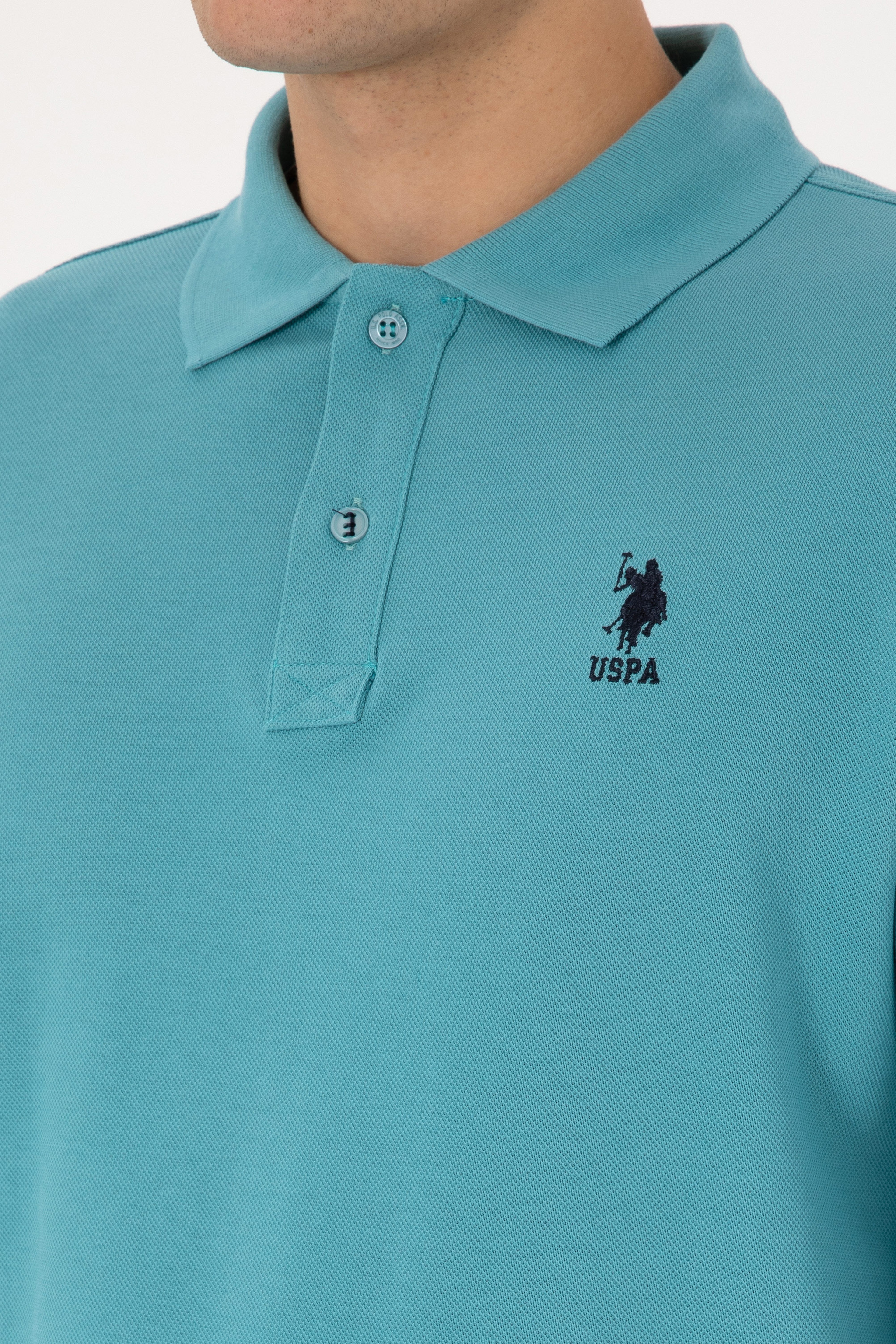 Erkek Regular Fit Polo Yaka Mint Basic Sweatshirt