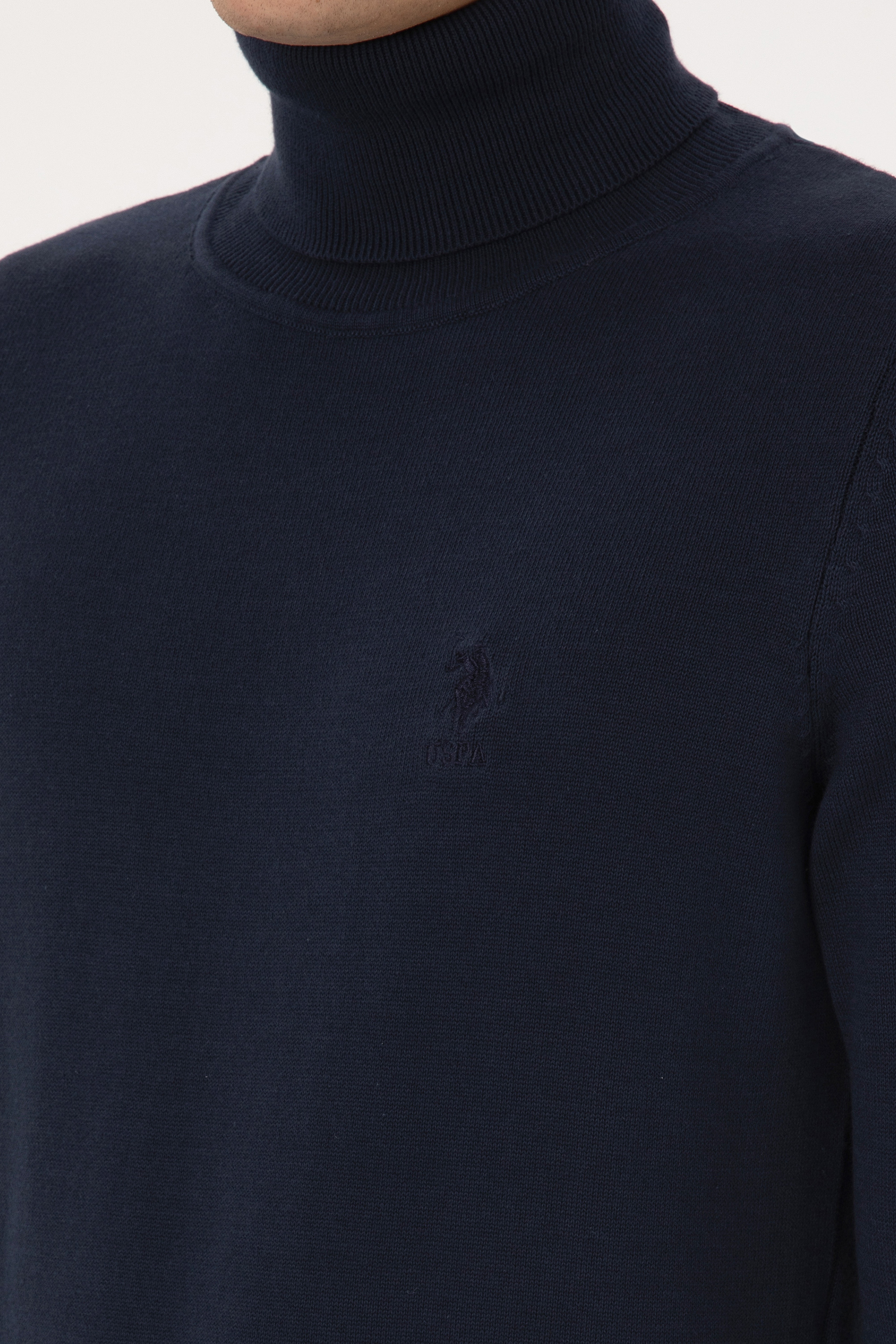 Erkek Slim Fit Balıkçı Yaka Lacivert Basic Kazak - Image 7