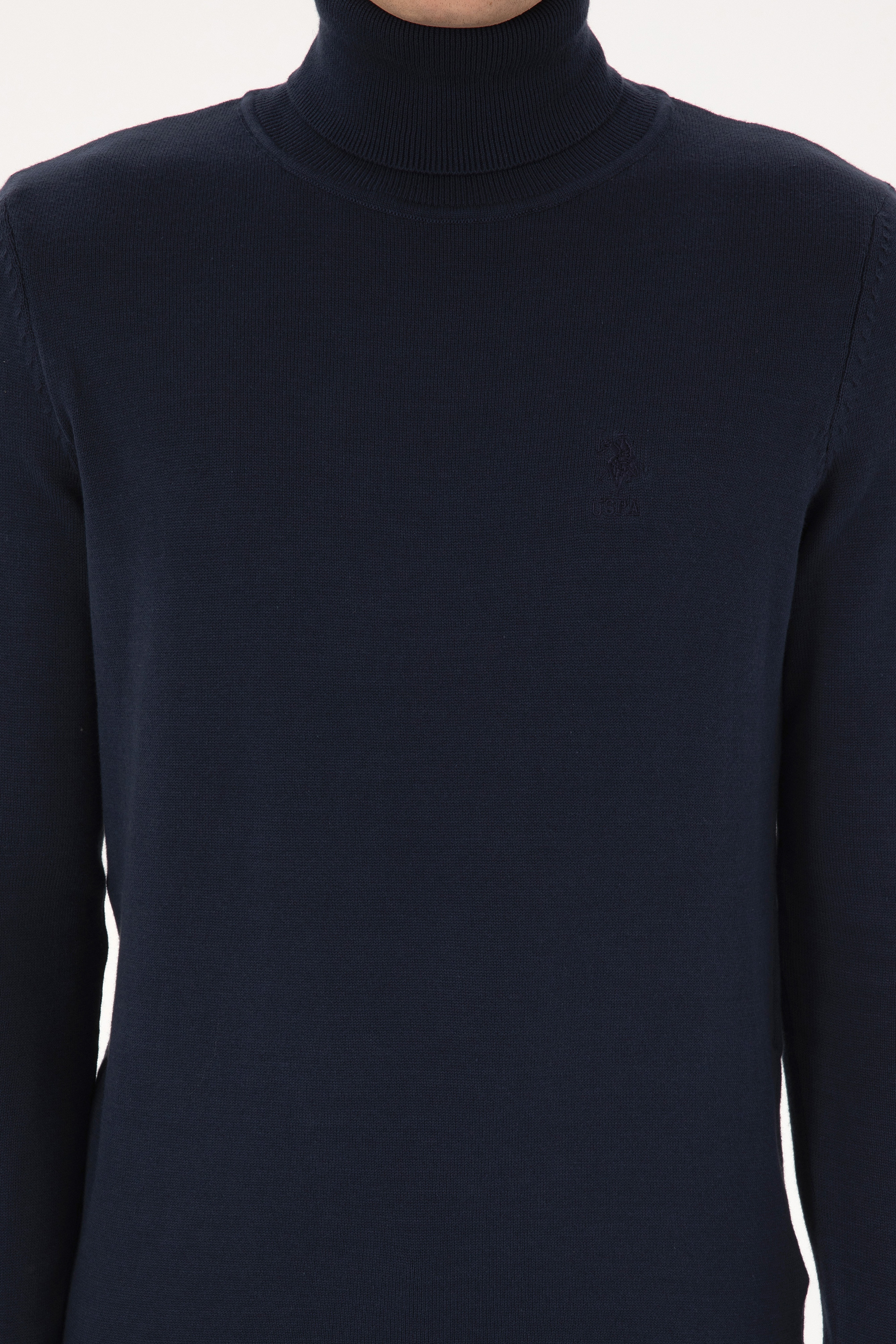 Erkek Slim Fit Balıkçı Yaka Lacivert Basic Kazak - Image 6