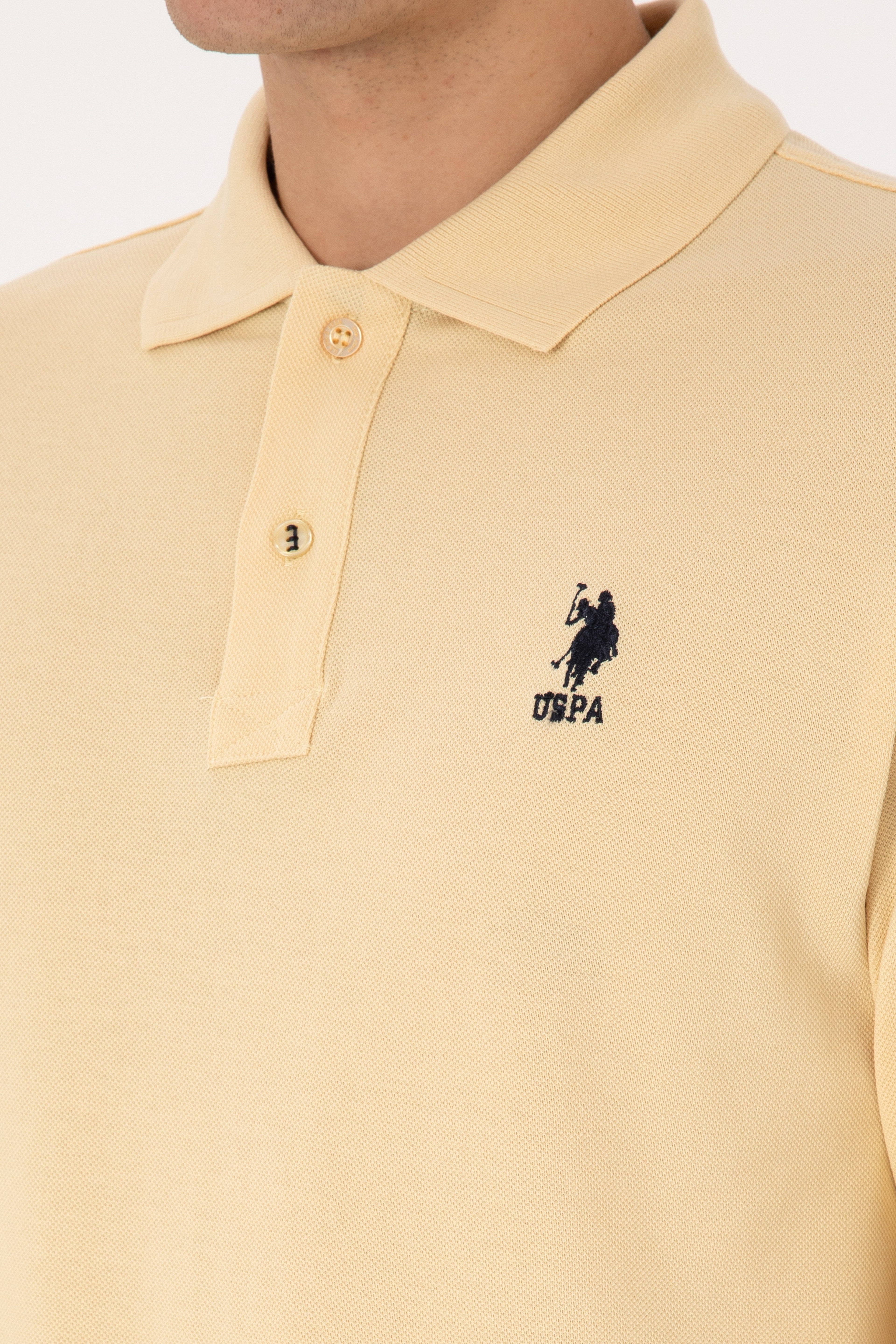 Erkek Regular Fit Polo Yaka Beyaz Basic Sweatshirt