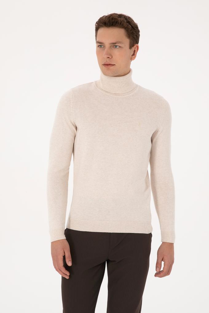 Erkek Krem Melanj Basic Kazak