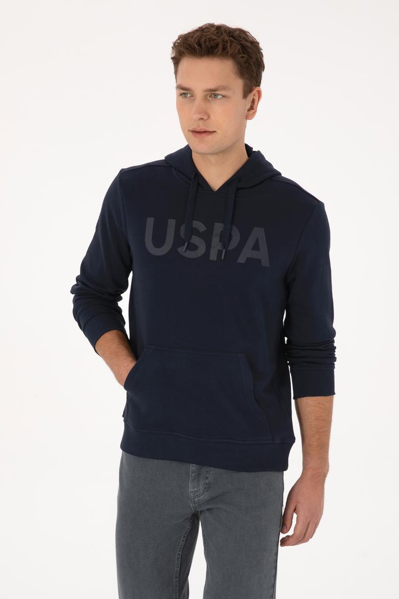 Erkek Slim Fit Kapüşonlu Lacivert Basic Sweatshirt - 50307695039
