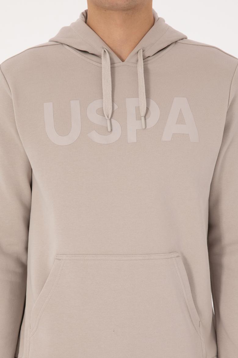 Erkek Slim Fit Kapüşonlu Taş Basic Sweatshirt - 50307695066