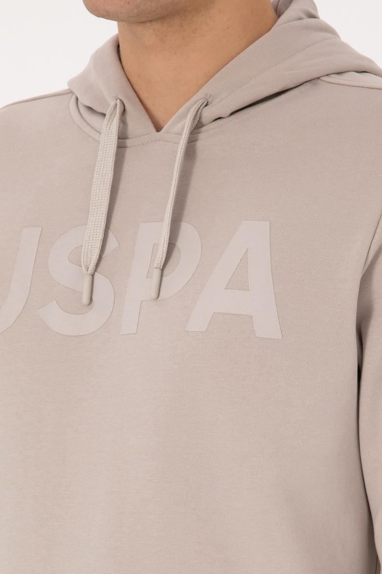 Erkek Slim Fit Kapüşonlu Taş Basic Sweatshirt - 50307695066