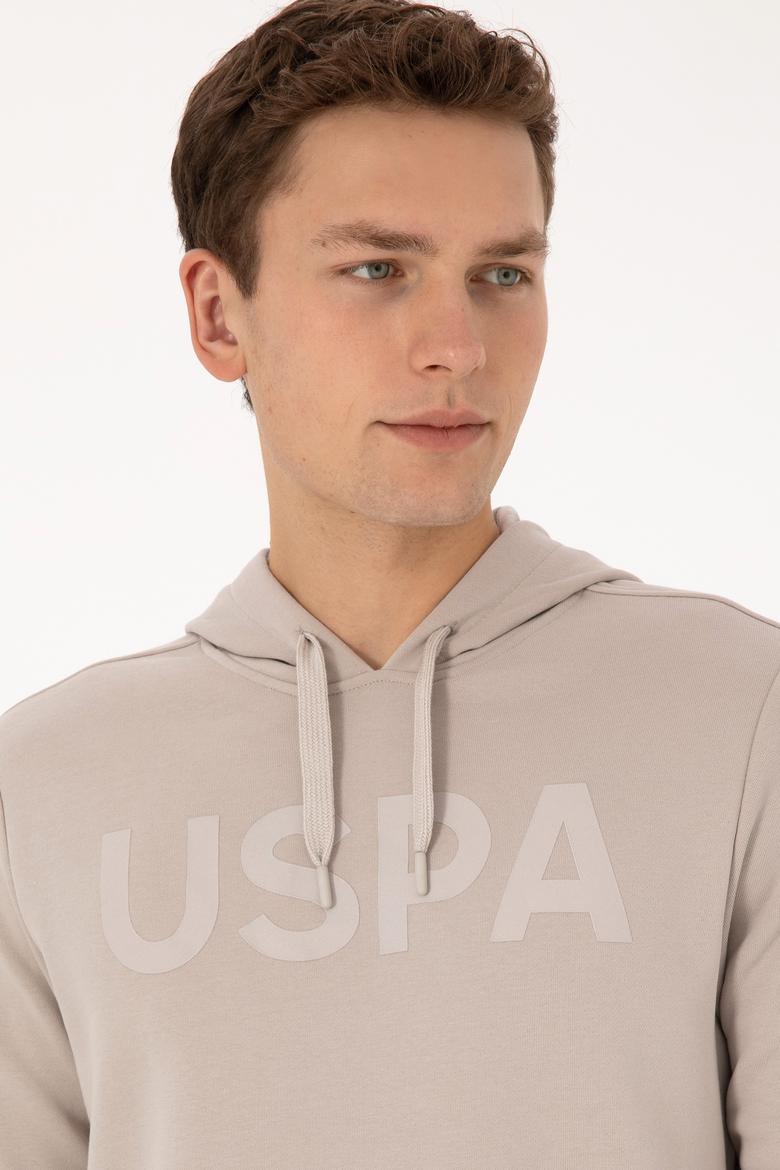 Erkek Slim Fit Kapüşonlu Taş Basic Sweatshirt - 50307695066