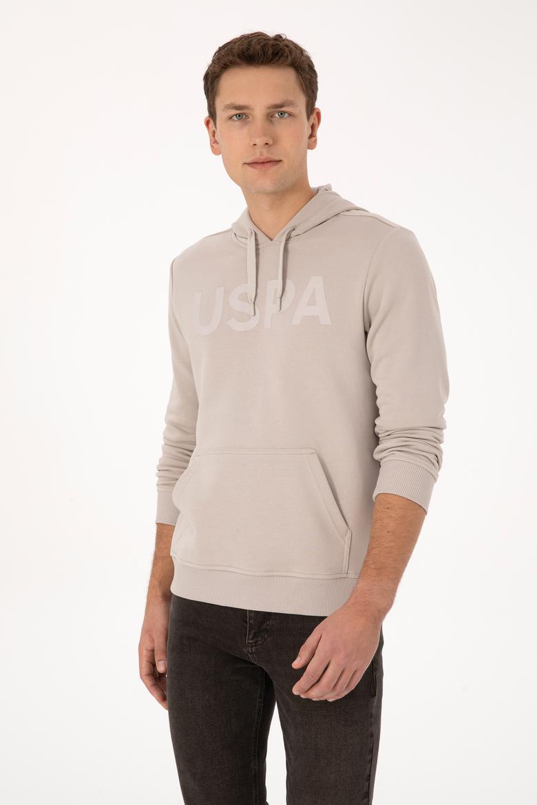 Erkek Slim Fit Kapüşonlu Taş Basic Sweatshirt - 50307695066