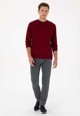 Erkek Bordo Basic Sweatshirt - 50308103054