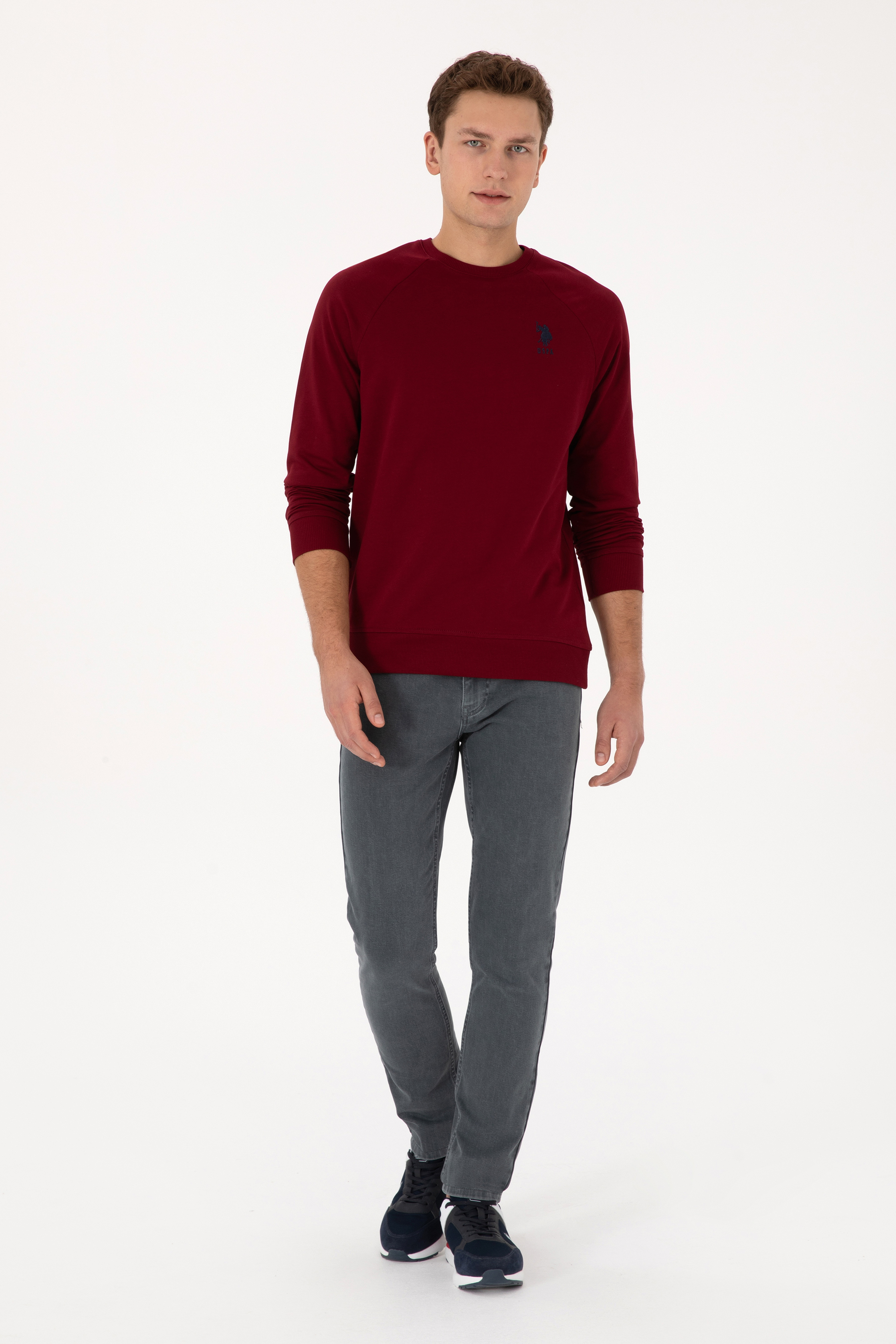 Erkek Bordo Basic Sweatshirt - Image 4