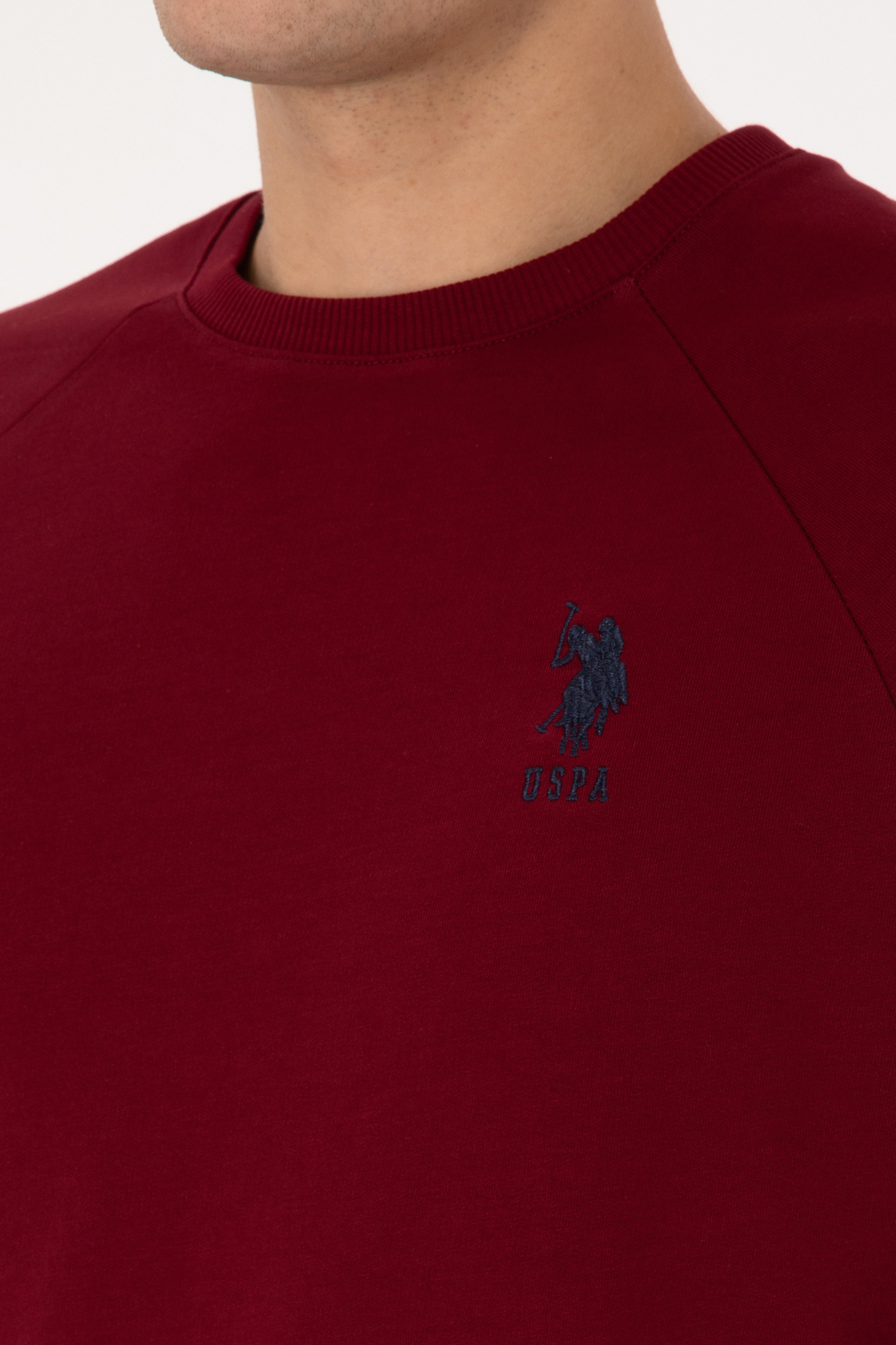 Erkek Bordo Basic Sweatshirt - Image 7