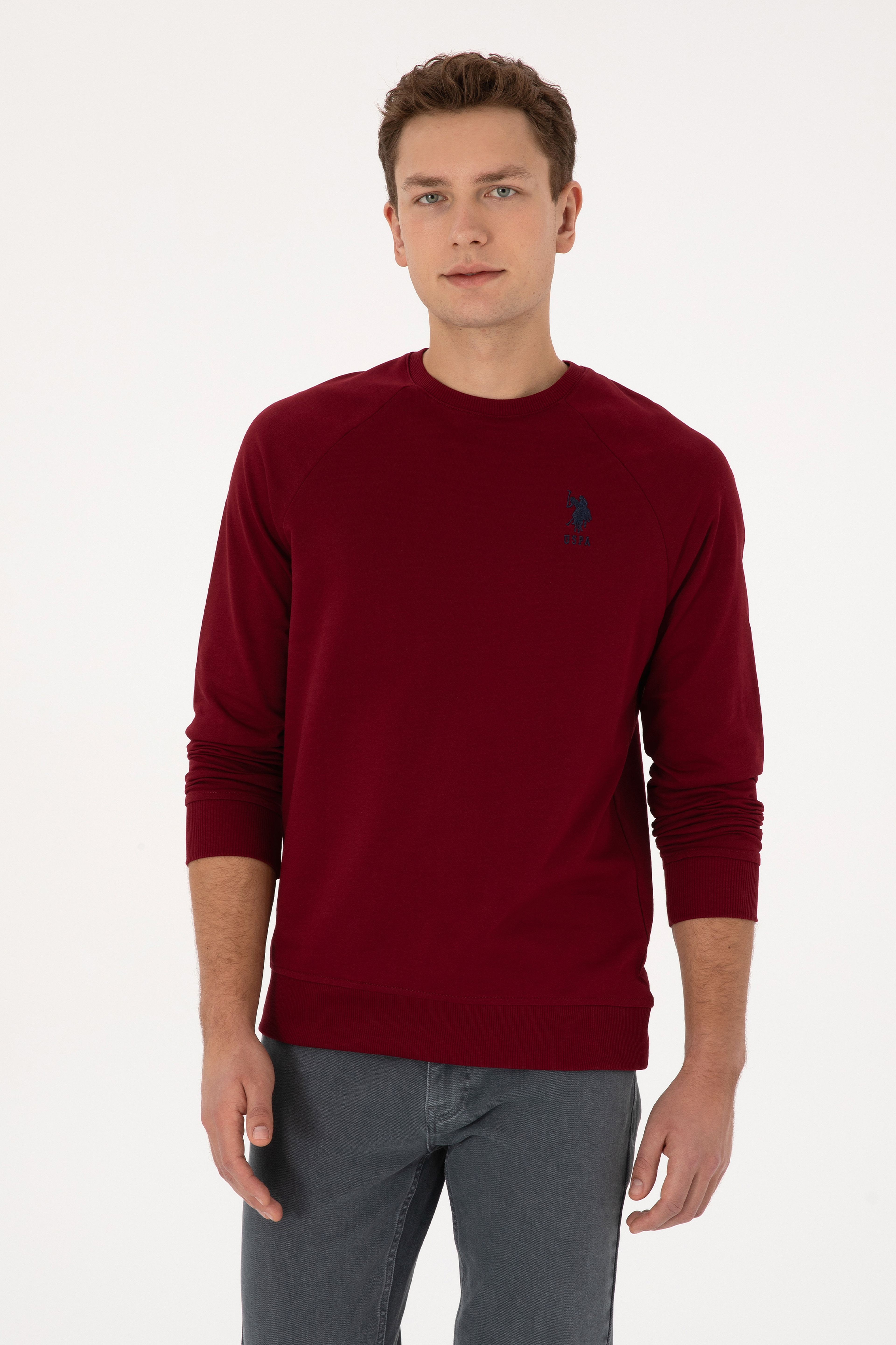 Erkek Bordo Basic Sweatshirt - Image 1