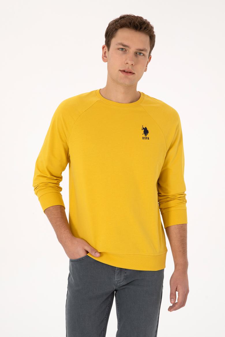 Erkek Sarı Basic Sweatshirt