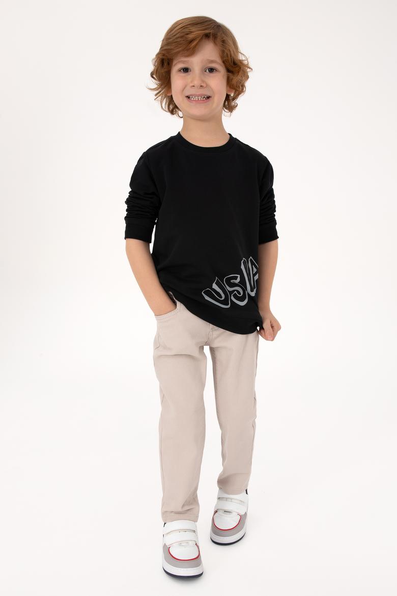 Erkek Çocuk Siyah Bisiklet Yaka Basic Sweatshirt - 50313979075