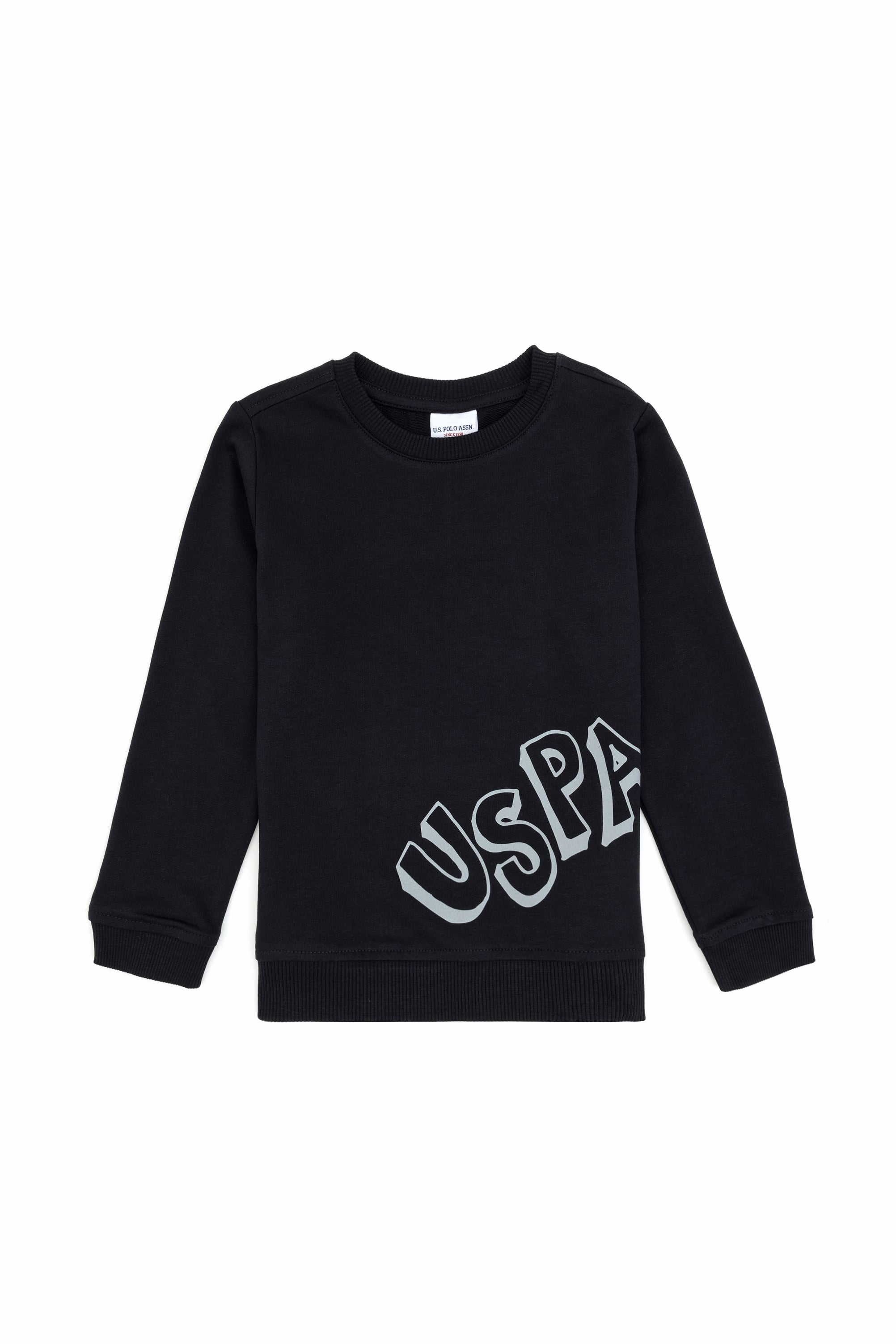 Erkek Çocuk Siyah Bisiklet Yaka Basic Sweatshirt