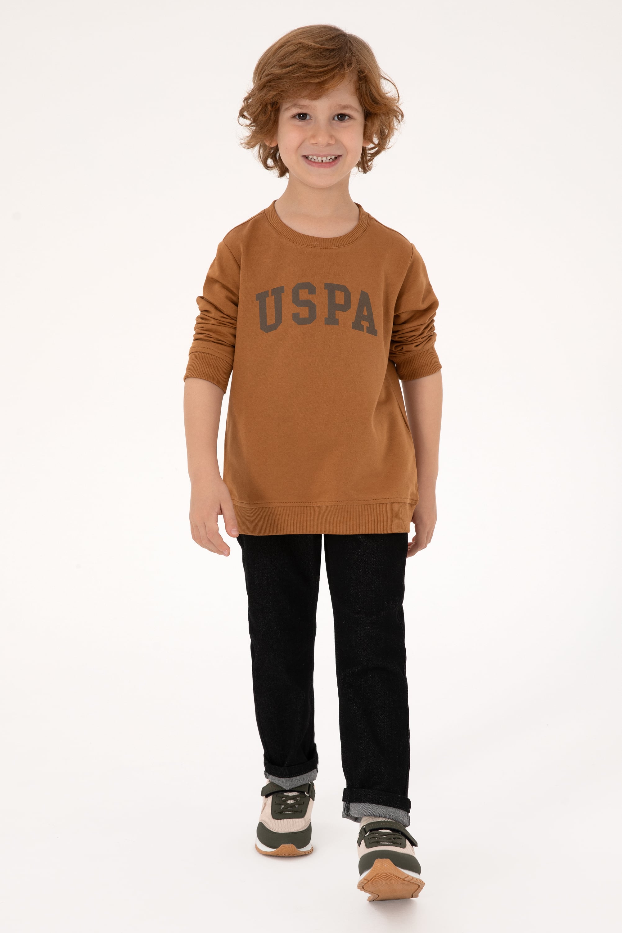 Erkek Çocuk Camel Basic Bisiklet Yaka Sweatshirt - Image 1