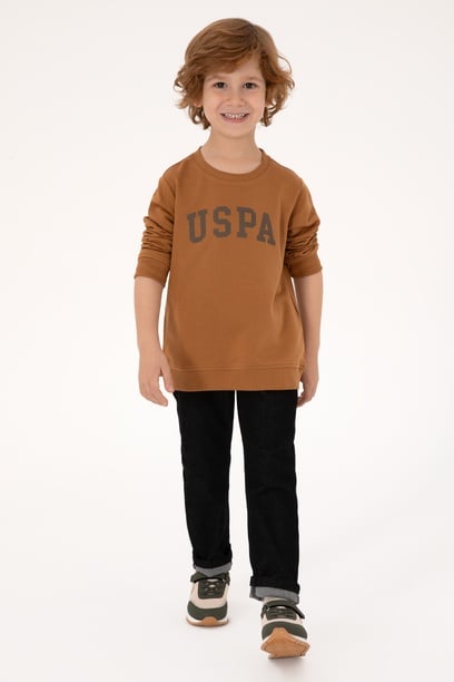 Erkek Çocuk Camel Basic Bisiklet Yaka Sweatshirt