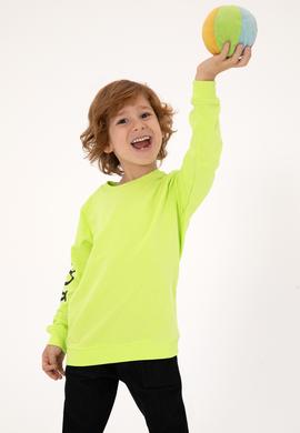 Erkek Çocuk Yeşil Basic Bisiklet Yaka Sweatshirt - 50313831003