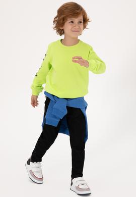 Erkek Çocuk Yeşil Basic Bisiklet Yaka Sweatshirt - 50313831003