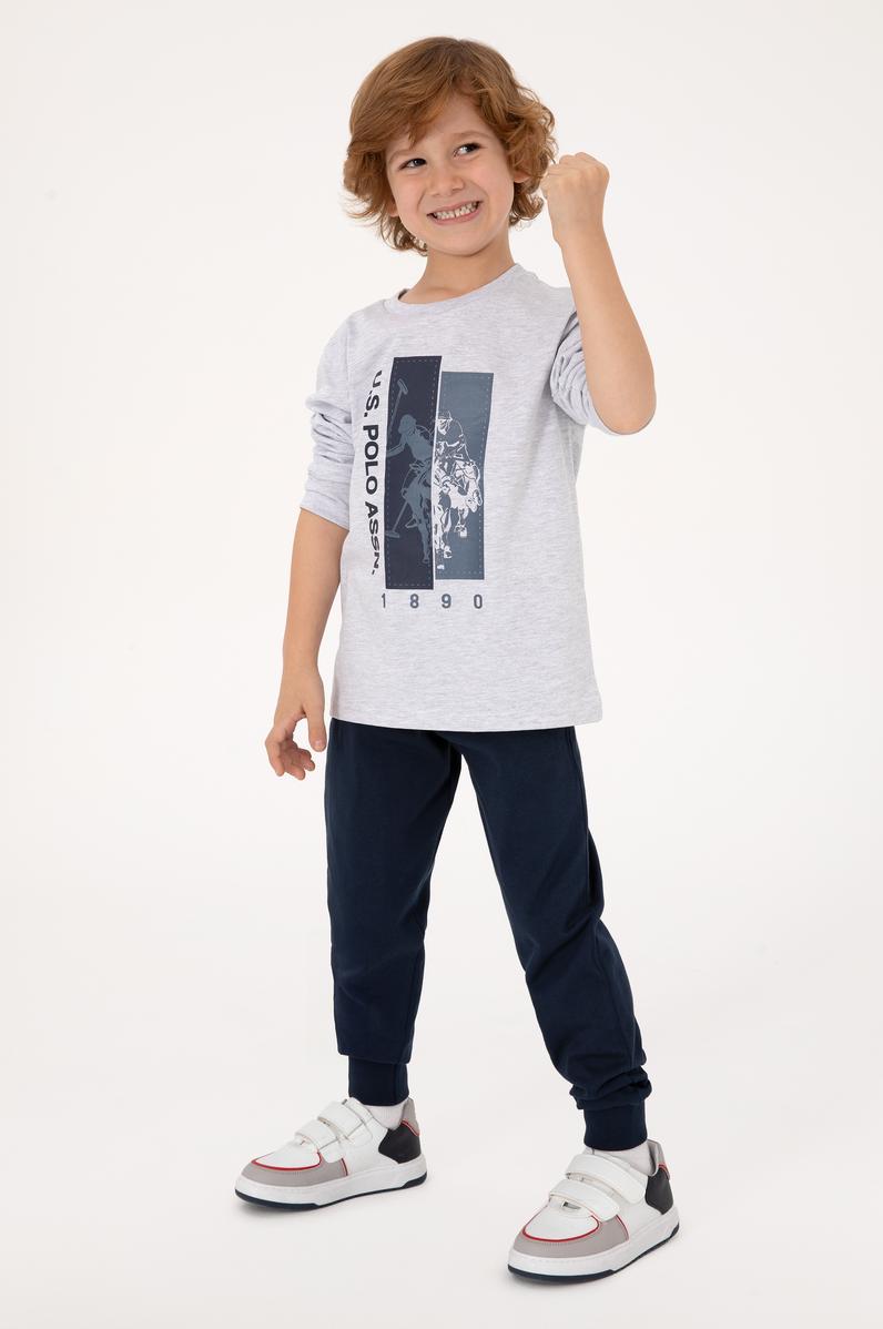 Erkek Çocuk Gri Melanj Pijama Takımı