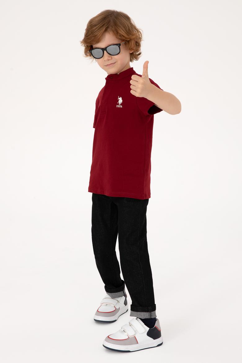 Erkek Çocuk Bordo Bisiklet Yaka Tişört - 50314940056