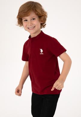 Erkek Çocuk Bordo Bisiklet Yaka Tişört - 50314940056