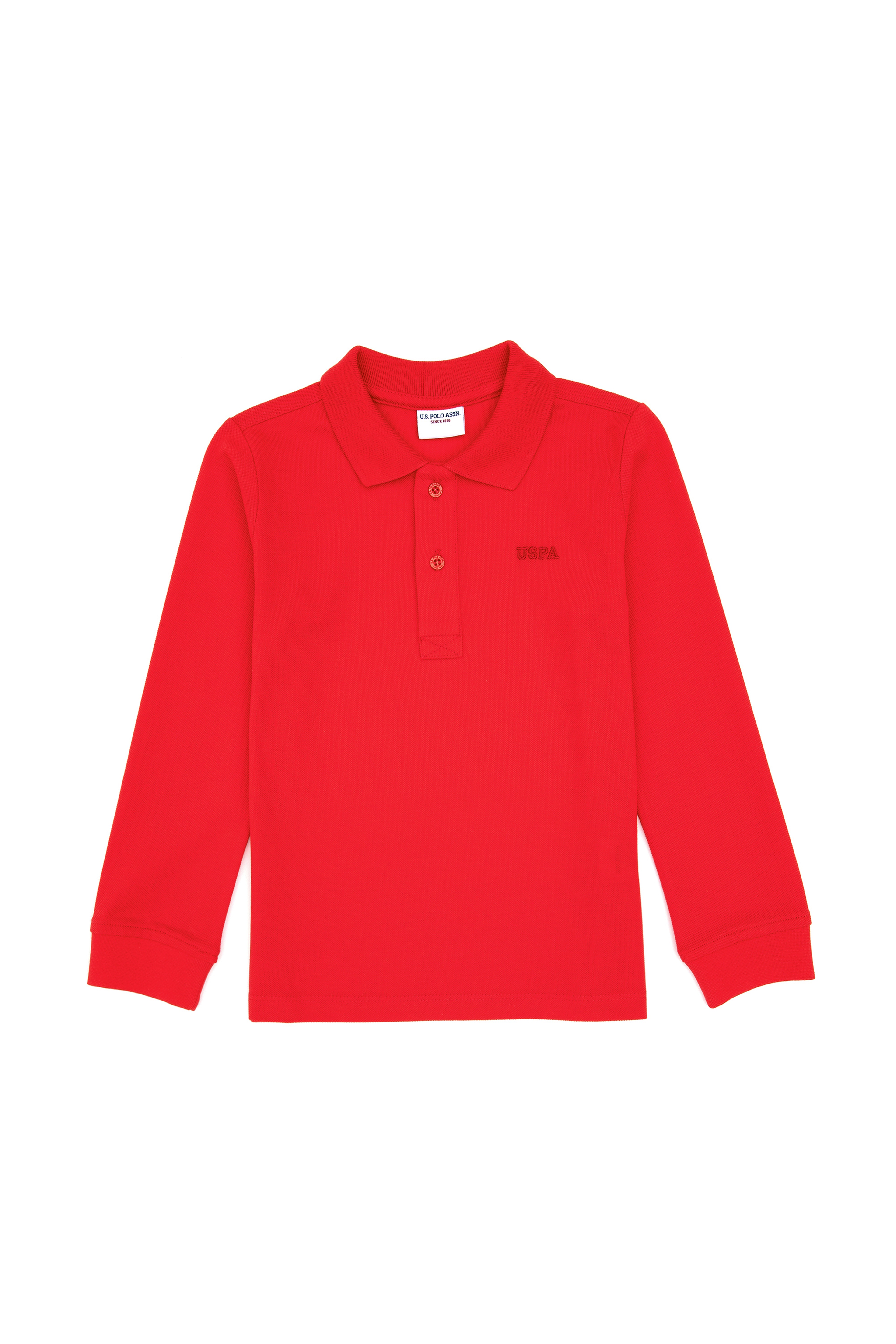 Erkek Çocuk Kırmızı Basic Polo Yaka Sweatshirt - Image 3