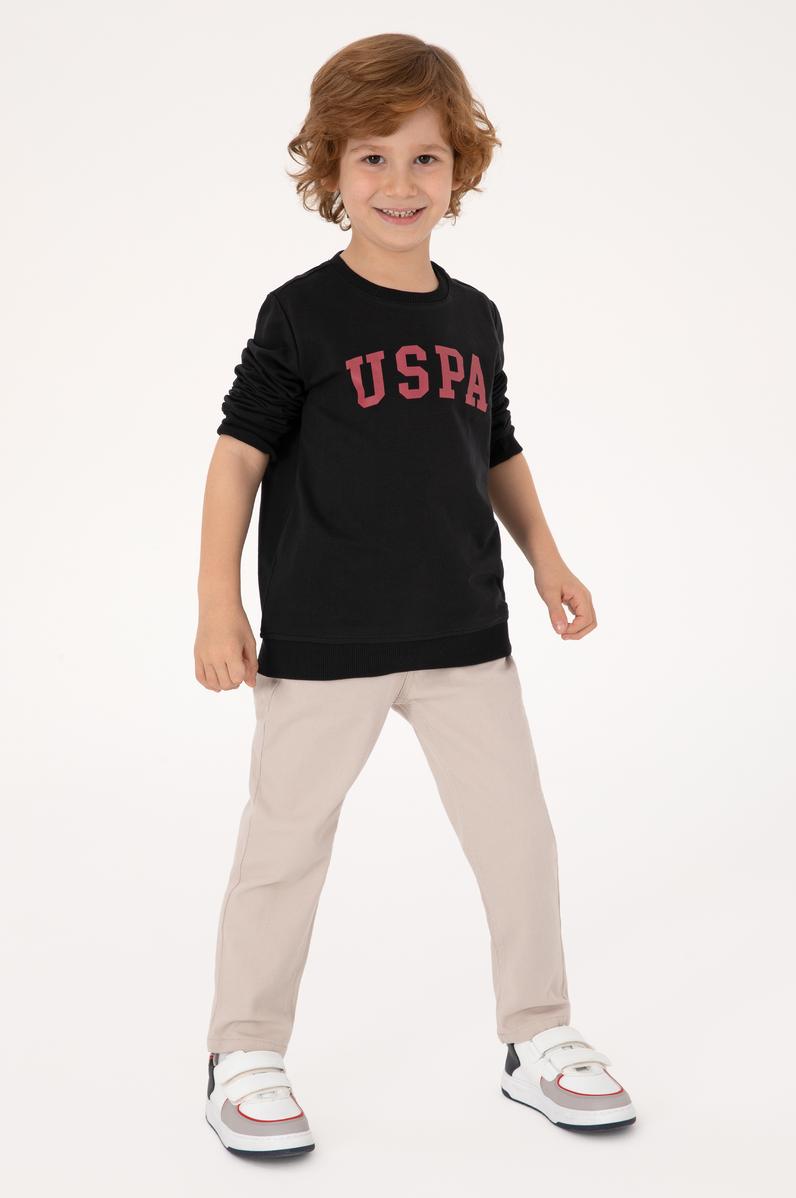 Erkek Çocuk Siyah Bisiklet Yaka Basic Sweatshirt