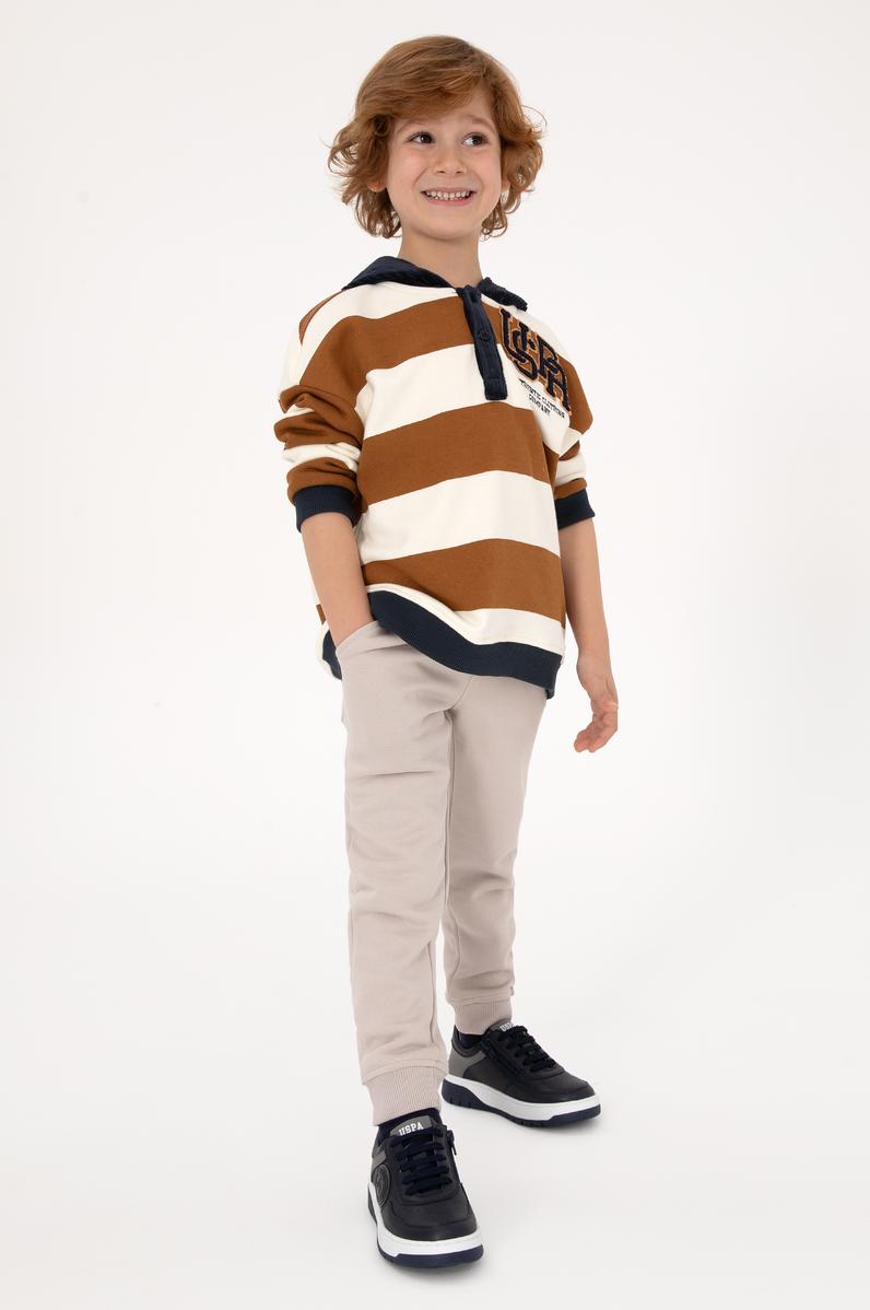 Erkek Çocuk Camel Kapüşonlu Sweatshirt