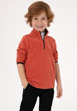 Erkek Çocuk Gül Kurusu Fermuarlı Yaka Sweatshirt - 50313841040