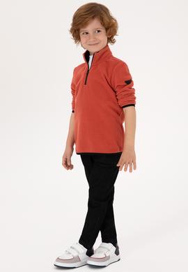 Erkek Çocuk Gül Kurusu Fermuarlı Yaka Sweatshirt - 50313841040