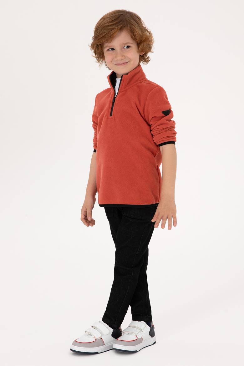 Erkek Çocuk Gül Kurusu Fermuarlı Yaka Sweatshirt - 50313841040