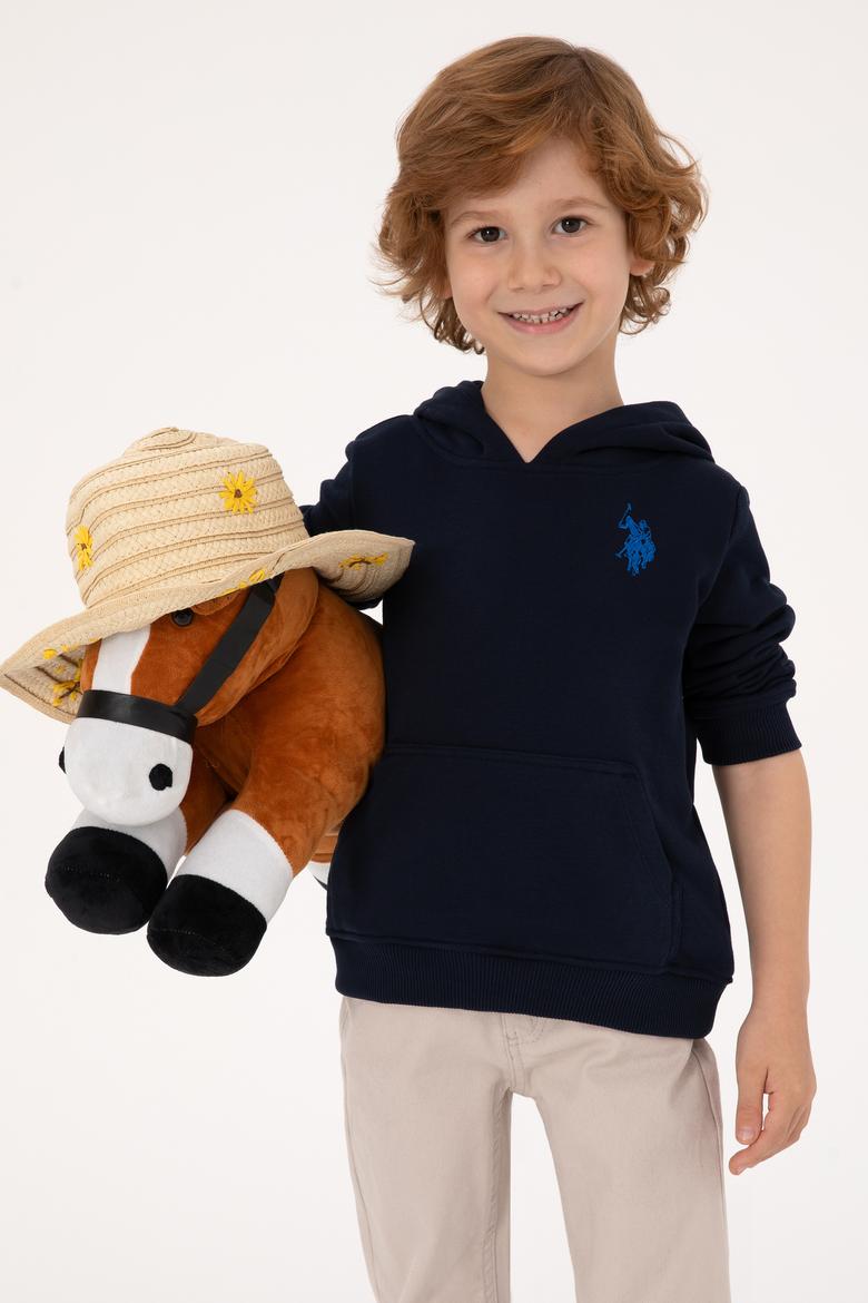 Erkek Çocuk Lacivert Basic Kapüşonlu Sweatshirt