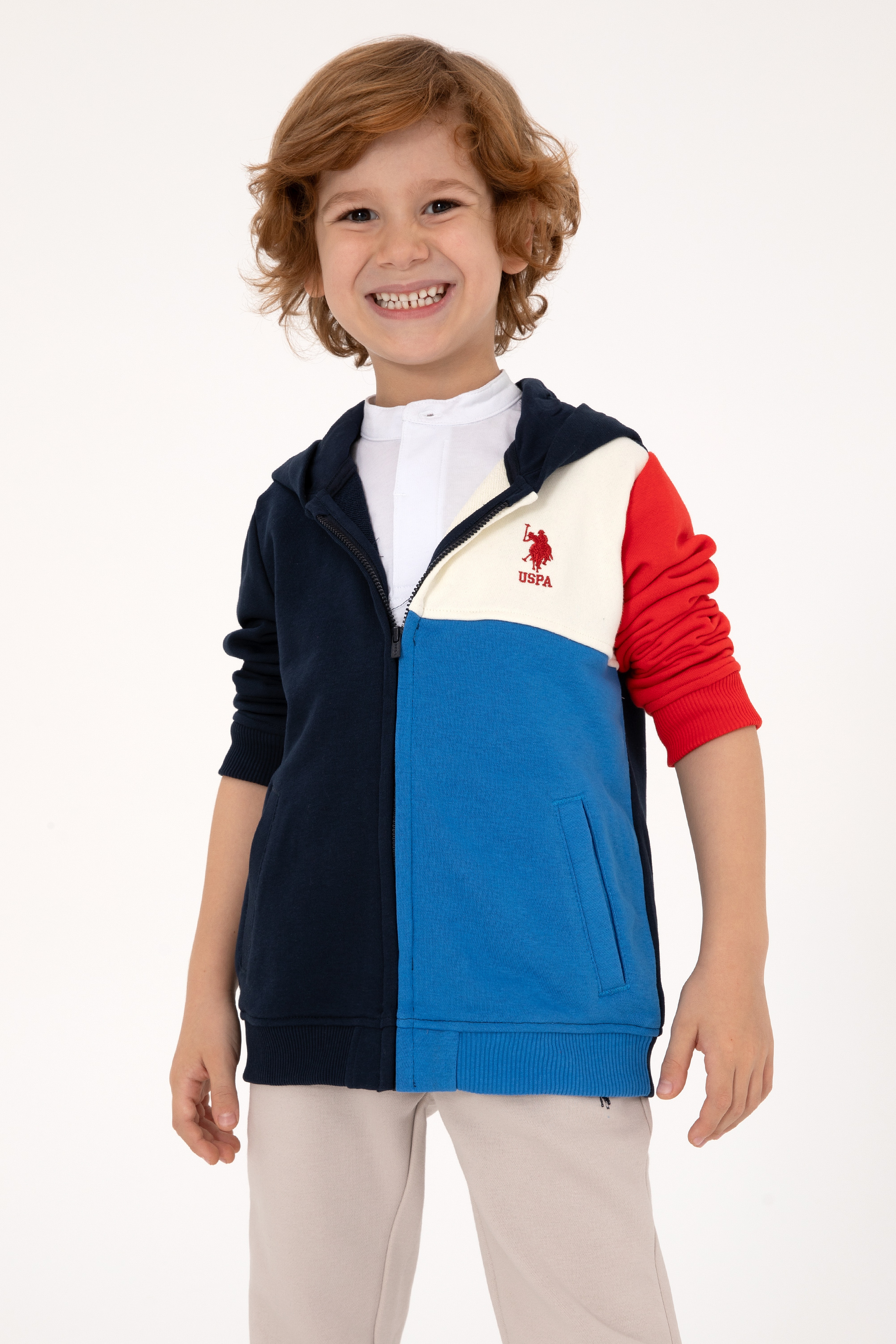 Erkek Çocuk Lacivert Fermuarlı Kapüşonlu Sweatshirt - Image 1