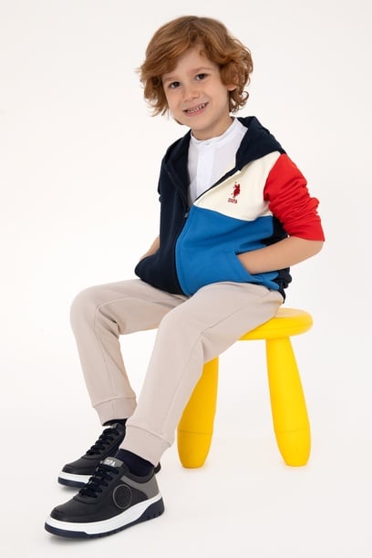 Erkek Çocuk Lacivert Fermuarlı Kapüşonlu Sweatshirt