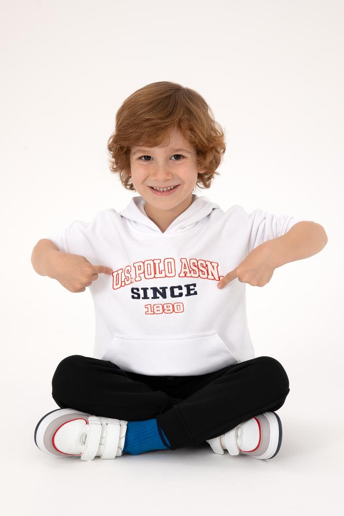 Erkek Çocuk Beyaz Kapüşonlu Sweatshirt