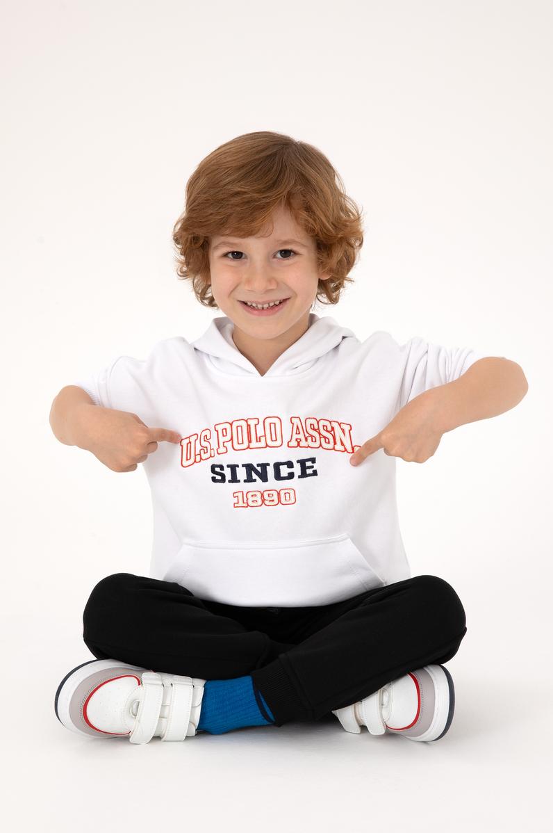 Erkek Çocuk Beyaz Kapüşonlu Sweatshirt