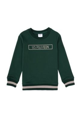 Erkek Çocuk Koyu Yeşil Bisiklet Yaka Basic Sweatshirt - 50314006044