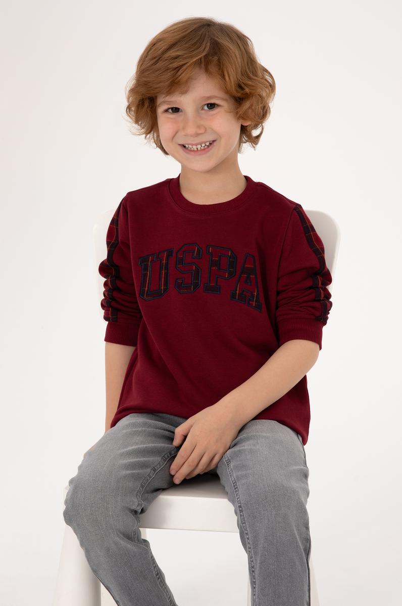 Erkek Çocuk Bordo Bisiklet Yaka Sweatshirt