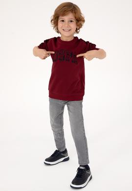 Erkek Çocuk Bordo Bisiklet Yaka Sweatshirt - 50316537042