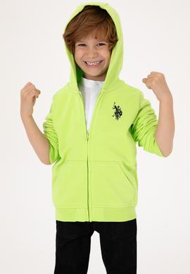 Erkek Çocuk Yeşil Fermuarlı Kapüşonlu Sweatshirt - 50316706148