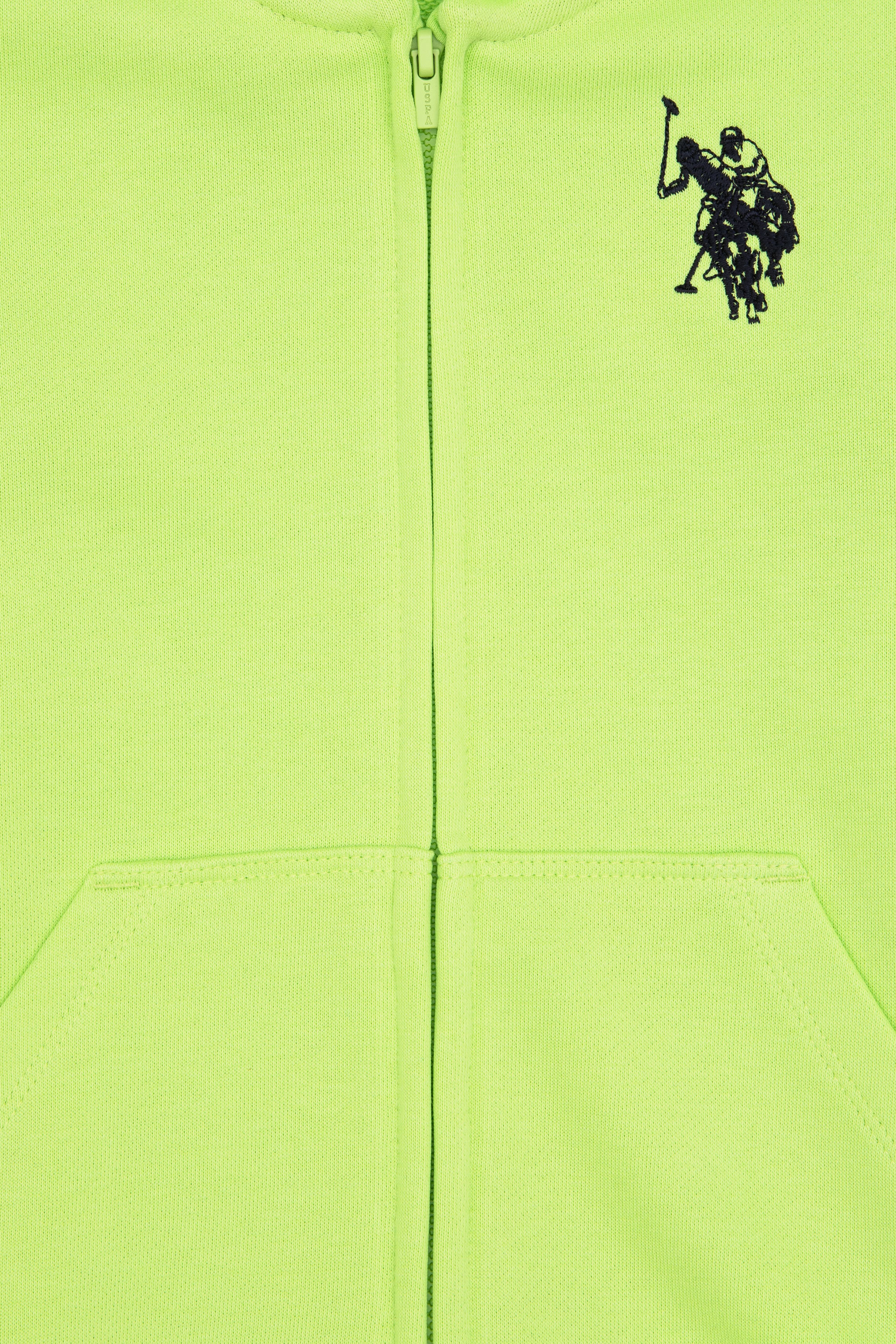 Erkek Çocuk Yeşil Fermuarlı Kapüşonlu Sweatshirt
