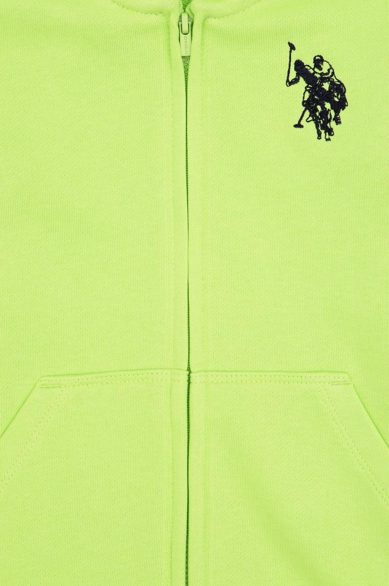 Erkek Çocuk Yeşil Fermuarlı Kapüşonlu Sweatshirt