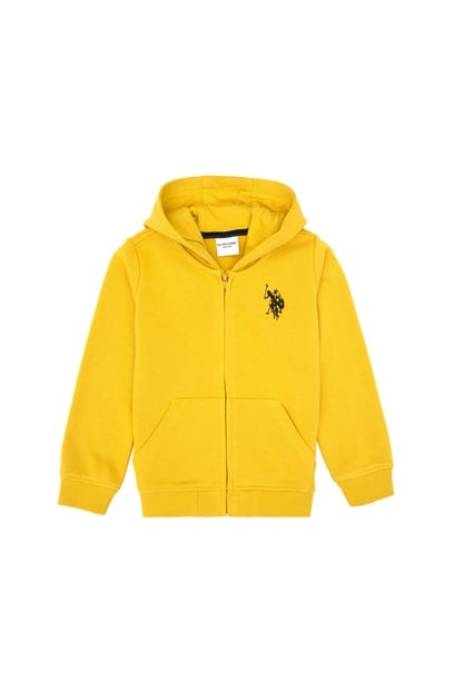 Erkek Çocuk Sarı Fermuarlı Kapüşonlu Sweatshirt