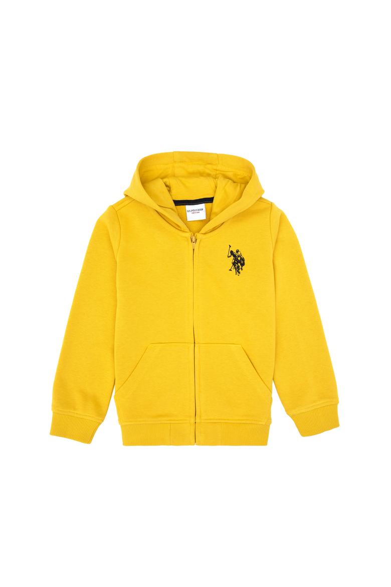 Erkek Çocuk Sarı Fermuarlı Kapüşonlu Sweatshirt - 50316706193