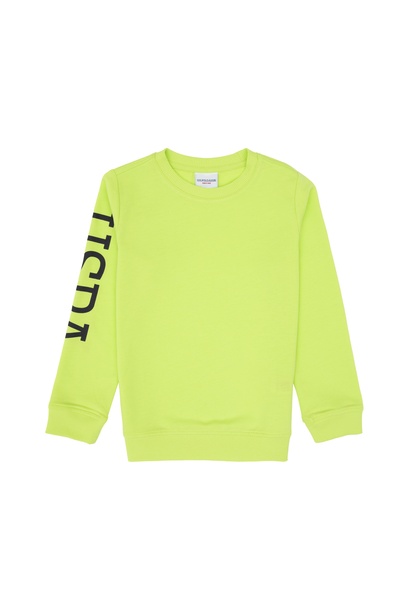 Erkek Çocuk Yeşil Basic Bisiklet Yaka Sweatshirt