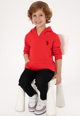Erkek Çocuk Kırmızı Basic Kapüşonlu Sweatshirt - 50313980057
