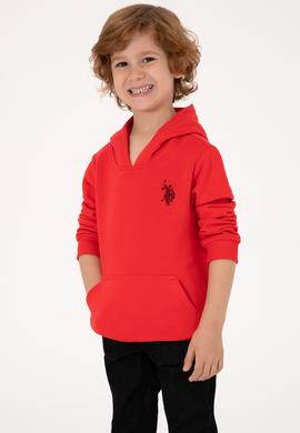 Erkek Çocuk Kırmızı Basic Kapüşonlu Sweatshirt - 50313980057