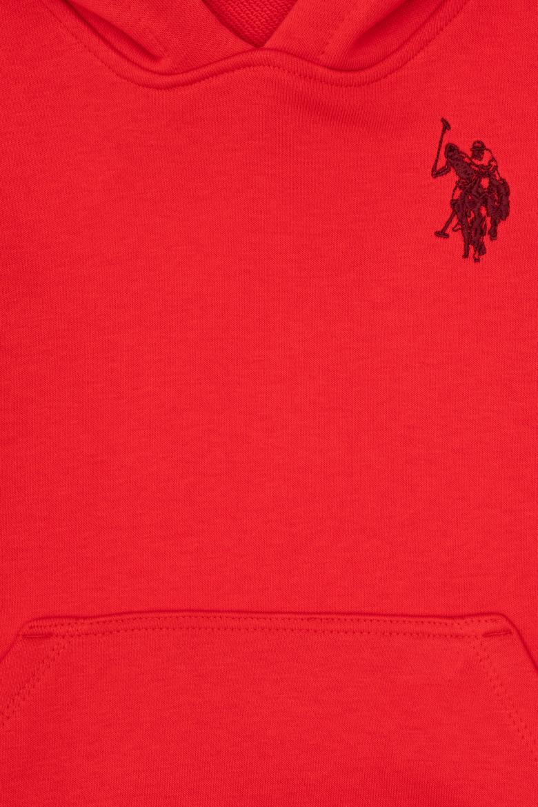 Erkek Çocuk Kırmızı Basic Kapüşonlu Sweatshirt - 50313980057