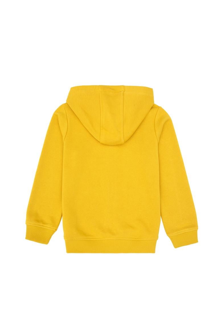 Erkek Çocuk Sarı Fermuarlı Kapüşonlu Sweatshirt - 50316706193