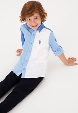 Erkek Çocuk Mavi Uzun Kollu Gömlek - 50306578010
