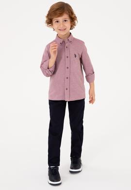 Erkek Çocuk Bordo Uzun Kollu Basic Gömlek - 50316801063